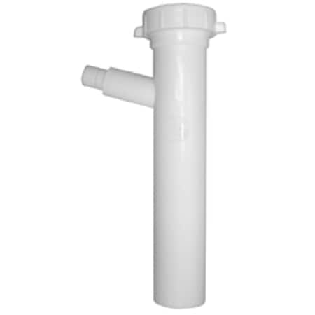 Jones Stephens 1-1/2in. x 8in. x 3/4in. White Plastic Slip Joint Dishwasher Tailpiece P37030